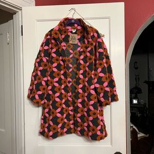 Ivy Jane Pink and Orange Floral Teddy Jacket